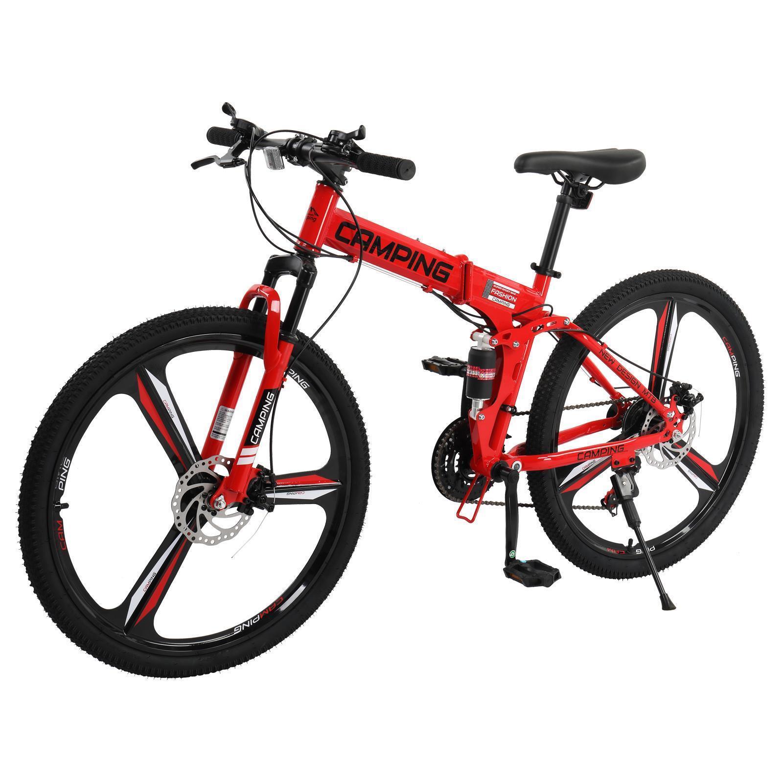 26 in Folding Mountain Bike Full Suspension MTB Bikes 21 Speeds Bicycle - Picture 10 of 17
