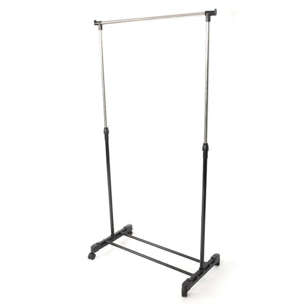 Adjustable Rolling Garment Rack Heavy Duty Clothes Hanger Portable Rail Rack