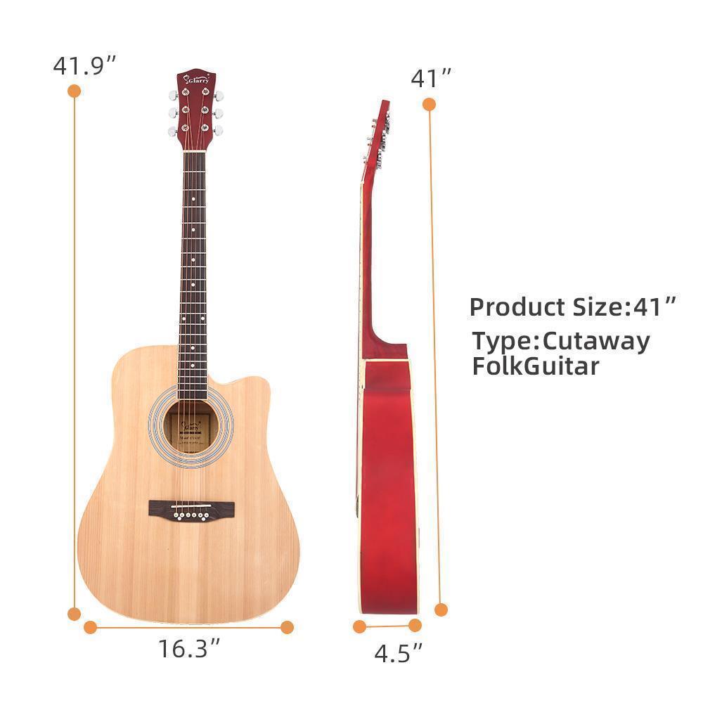 Glarry GT502 Practice Beginner 41 inch Spruce Front Cutaway Folk Guitar