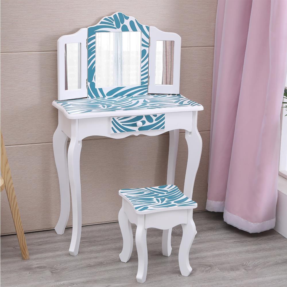 Children Girls Vanity Makeup Kids Dressing Table Set w/Stool Christmas Gift - Picture 10 of 10