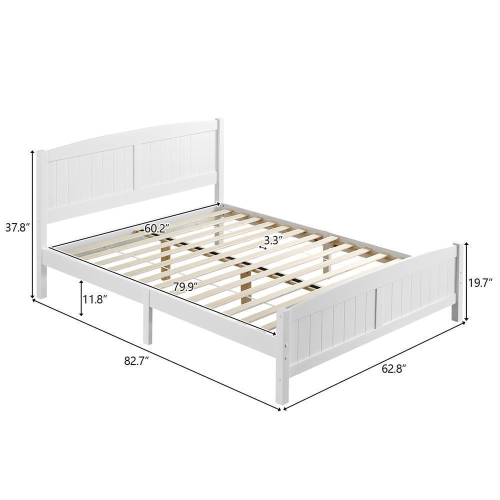 Twin Full Queen Size Wood Bed Frame Wooden Slat with Headboard and Footboard - Picture 13 of 16