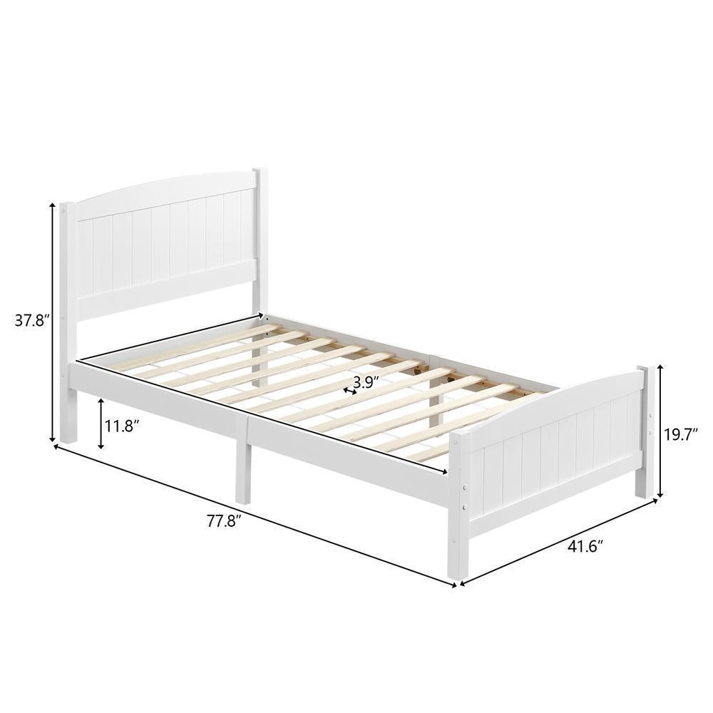 Twin Full Queen Size Wood Bed Frame Wooden Slat with Headboard and Footboard - Picture 11 of 16