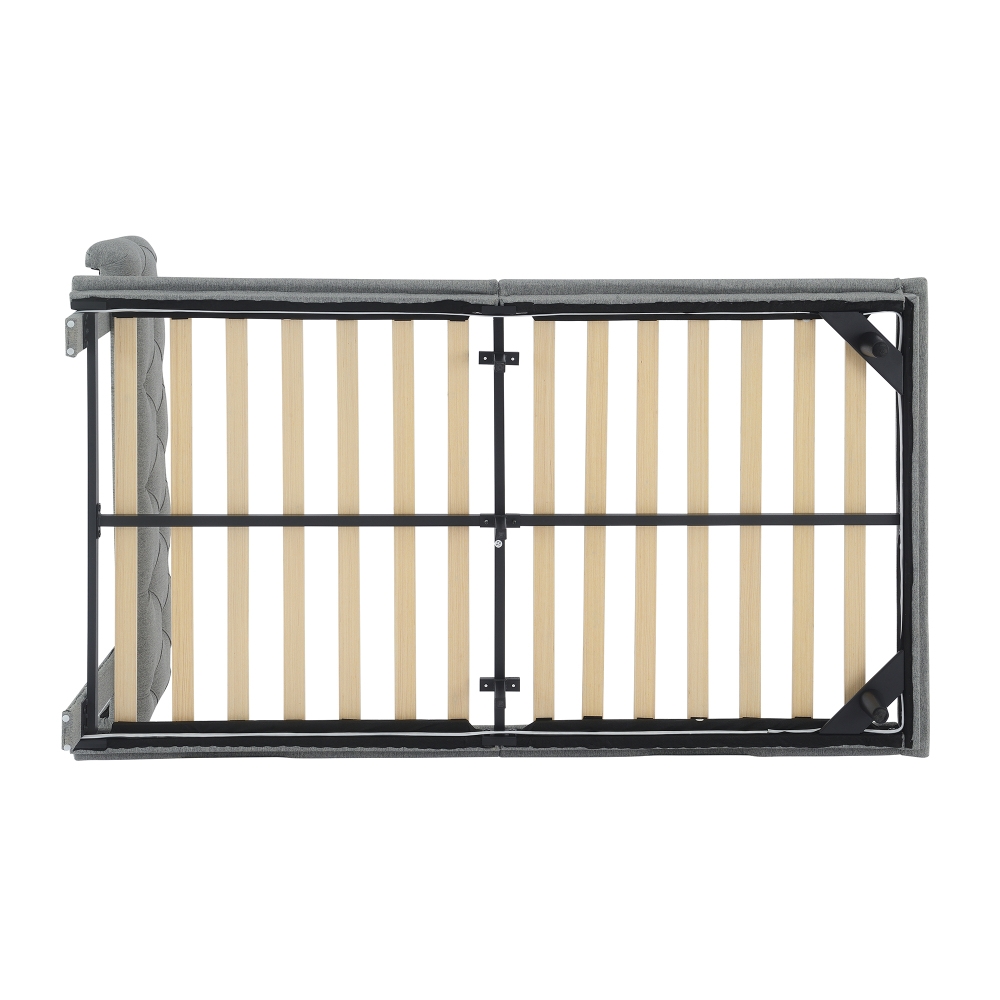 Unique Floating Design Twin Size Upholstered Bed with Light Stripe