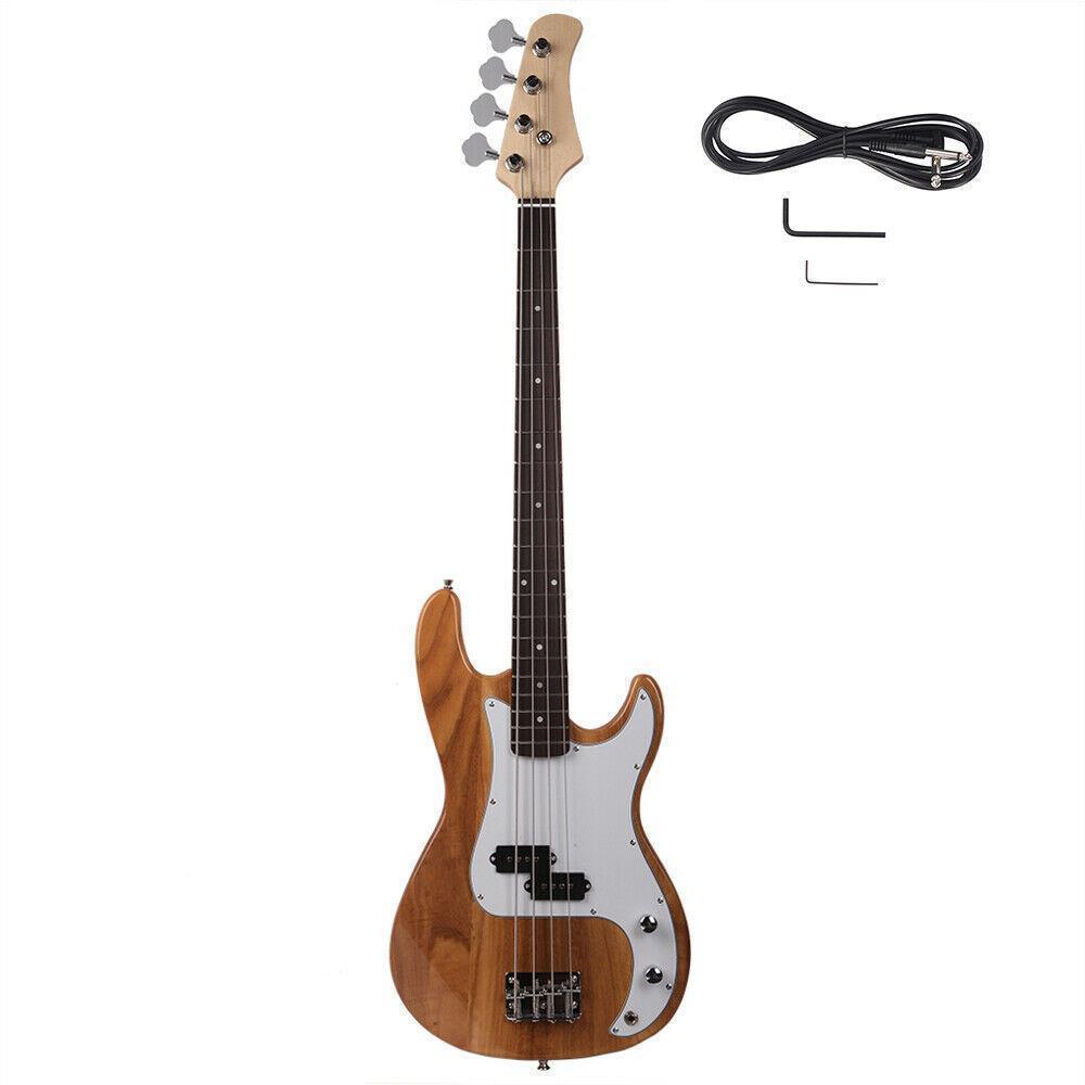 Color:Natural Wood:New 4 Strings Fire Style Electric GP Bass Guitar for School Band Beginner