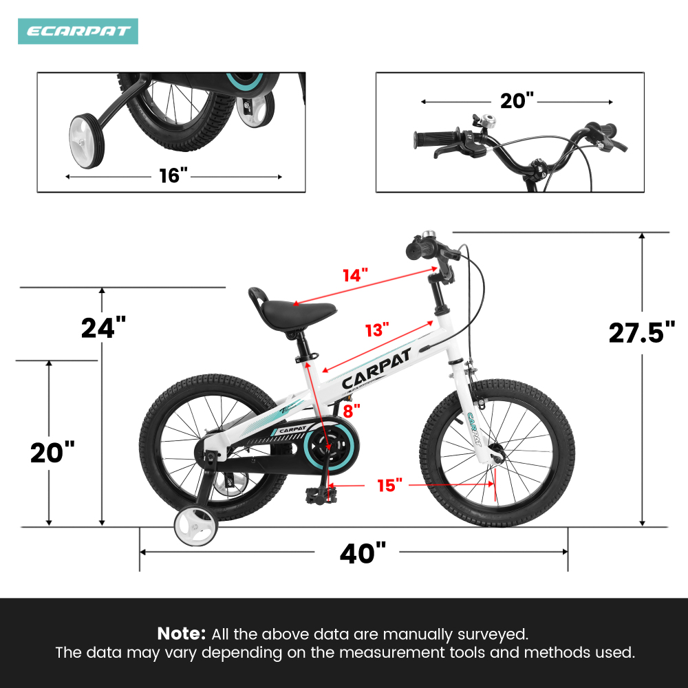 1-Speed Kids' Bike 14 Inch Wheels With Removable Training Wheels Coaster+V Brake