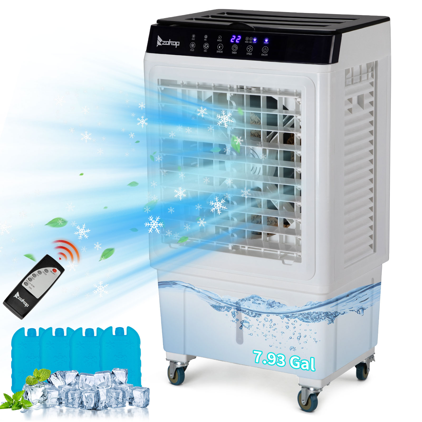 Evaporative Cooler 2353- 4118CFM Air Cooler Swamp Cooling Timer Outdoor Home Use