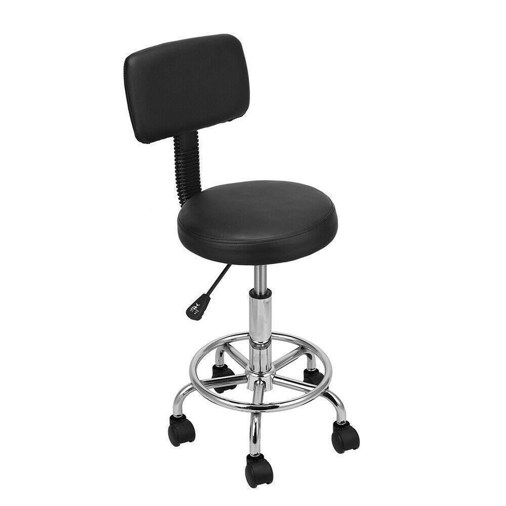 Adjustable Rolling Salon Stool Spa Stool Pedicure Chair Black & White