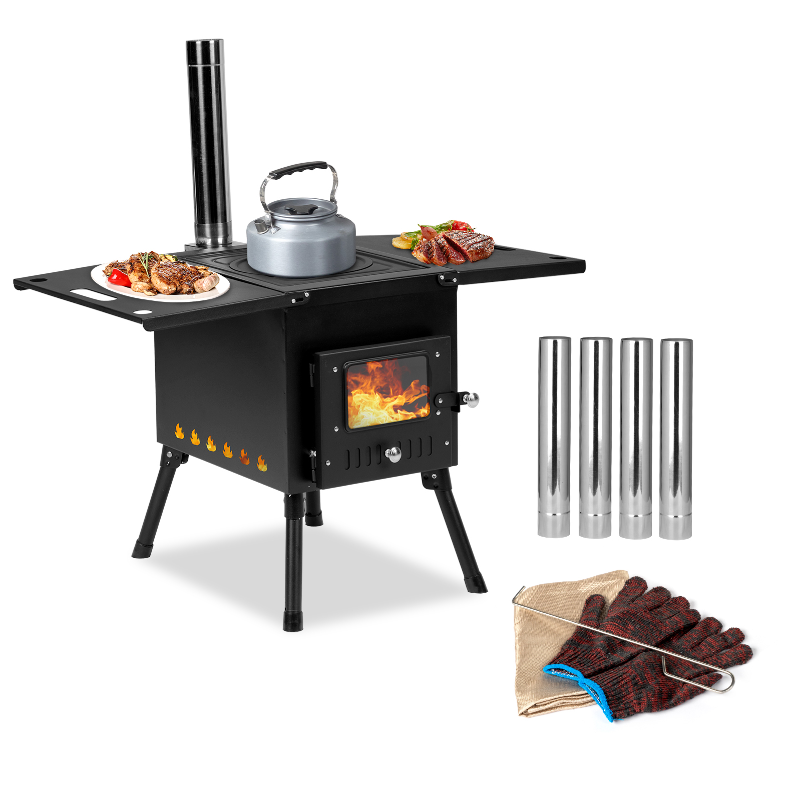 New Wood Burning Stove Tent Stove for Patio Heating Folding Portable Wood Stove