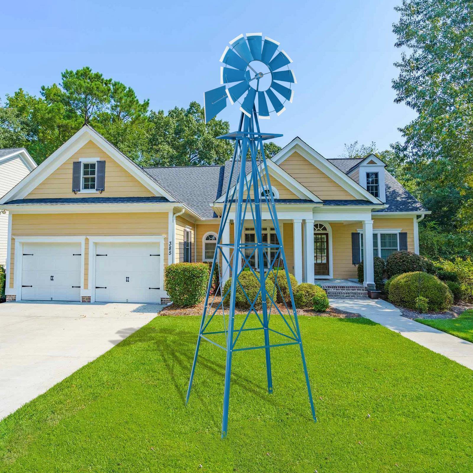 Windmill 8FT Yard Garden Metal Ornamental Wind Mill Weather Resistant Decoration - Picture 14 of 14