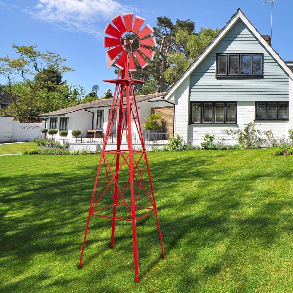 Windmill 8FT Yard Garden Metal Ornamental Wind Mill Weather Resistant Decoration - Picture 13 of 14