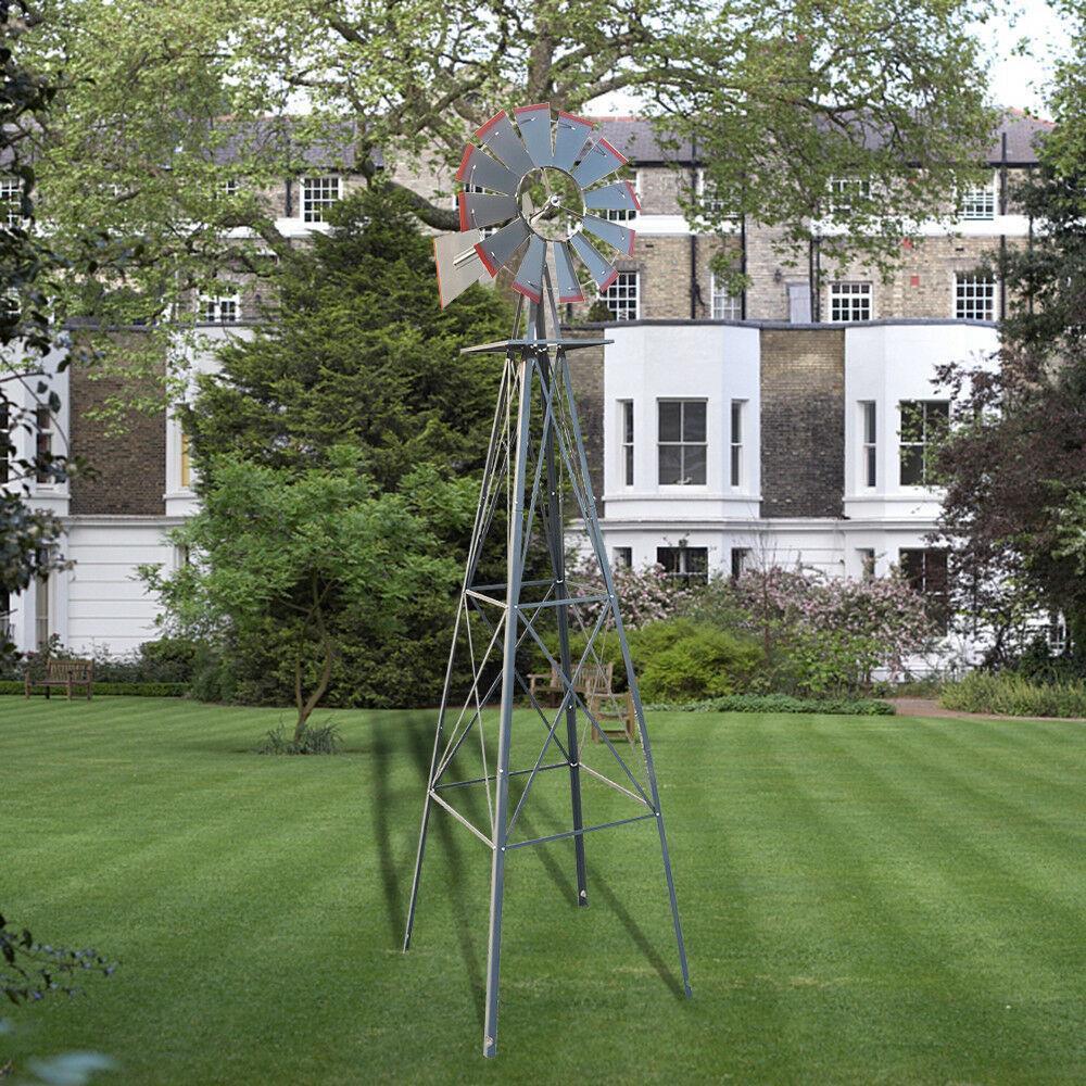 Windmill 8FT Yard Garden Metal Ornamental Wind Mill Weather Resistant Decoration - Picture 11 of 14
