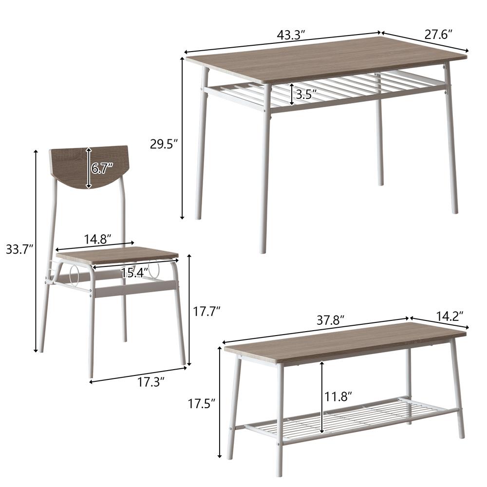 6pcs Kitchen Dining Table Set for 6, Dining Table Chair Bench for Breakfast - Picture 9 of 18