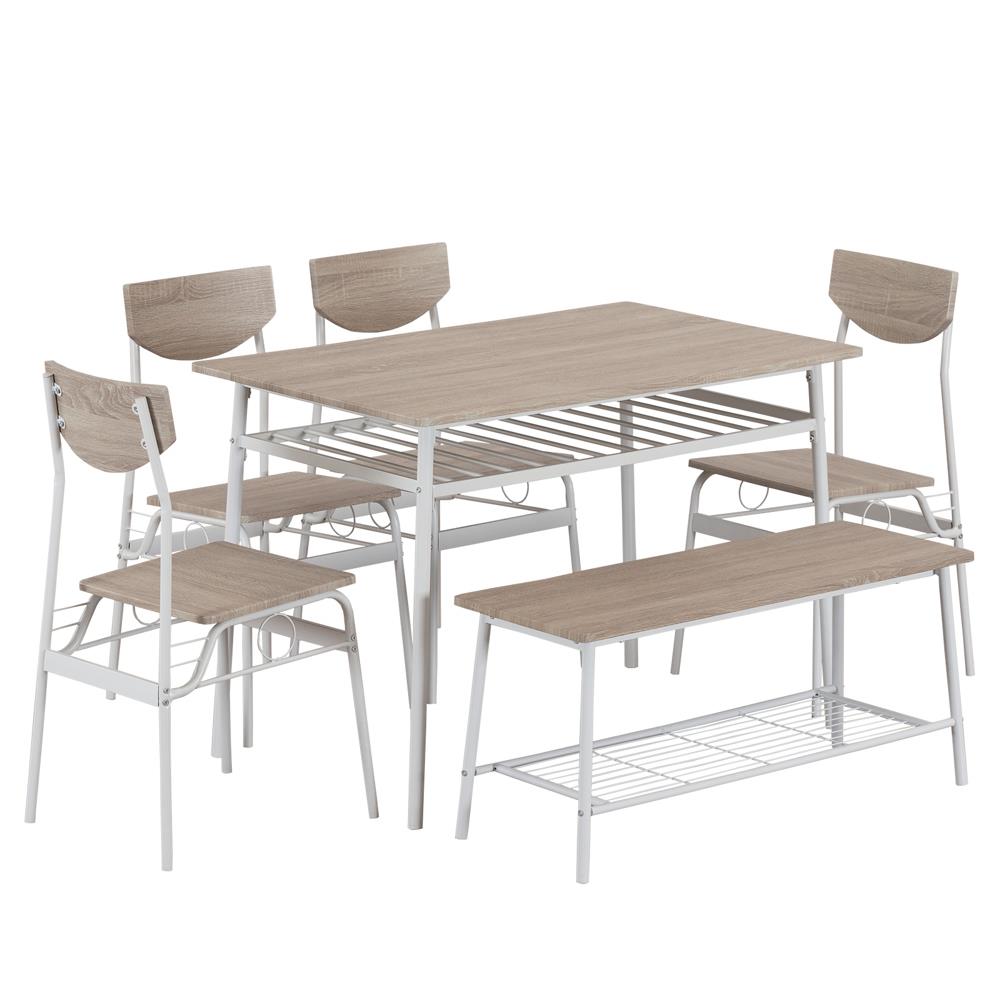 6pcs Kitchen Dining Table Set for 6, Dining Table Chair Bench for Breakfast - Picture 8 of 18