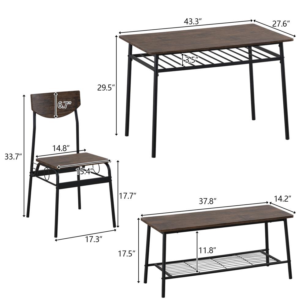 6pcs Kitchen Dining Table Set for 6, Dining Table Chair Bench for Breakfast - Picture 3 of 18