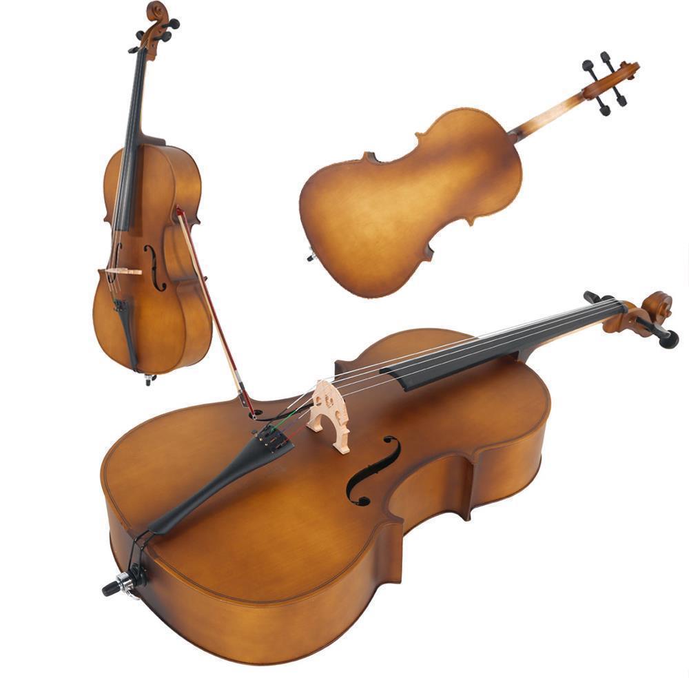 Color:Matte Golden:4/4 Size High Quality Professional Basswood Acoustic Cello +Bag+Bow+Rosin+Bridge