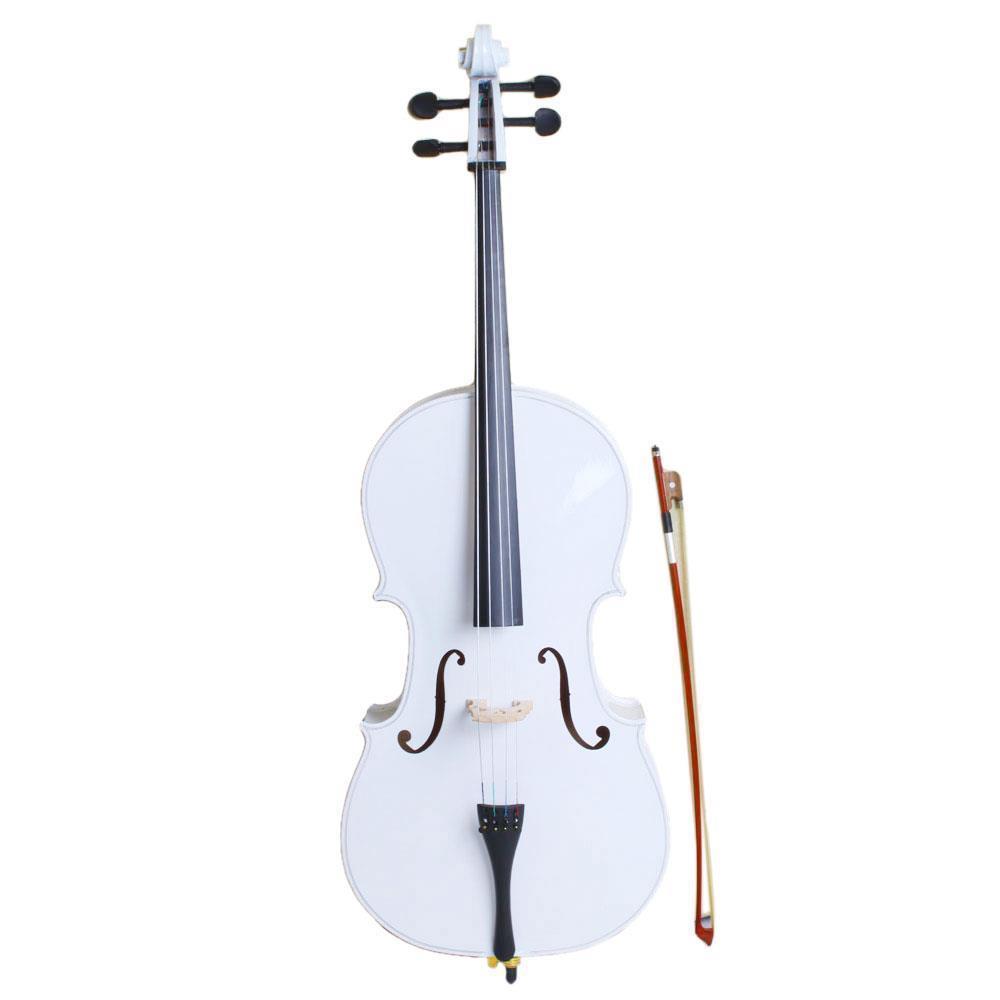Color:White:4/4 Size High Quality Professional Basswood Acoustic Cello +Bag+Bow+Rosin+Bridge