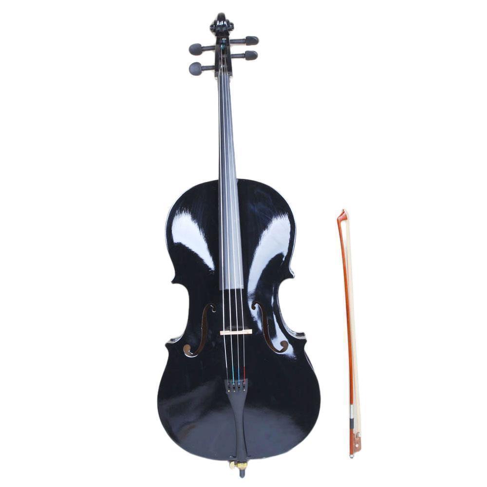 Color:Black:4/4 Size High Quality Professional Basswood Acoustic Cello +Bag+Bow+Rosin+Bridge