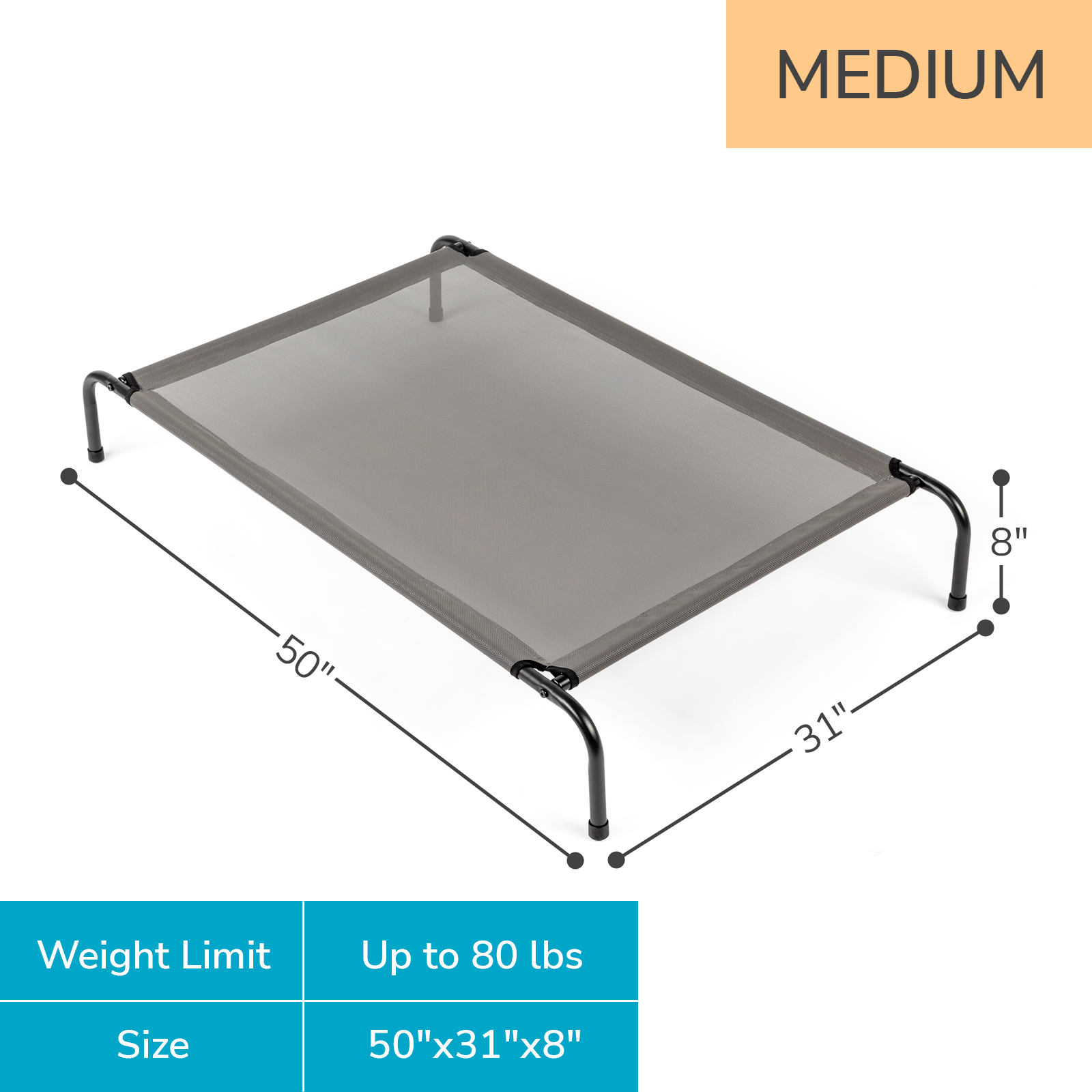 Large Dog Cat Bed Elevated Pet Cot Indoor Outdoor Camping Steel Frame