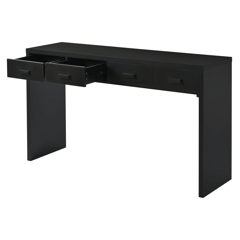 Modern Minimalist Console Table with Open Tabletop&Four Drawers w/Metal Handles