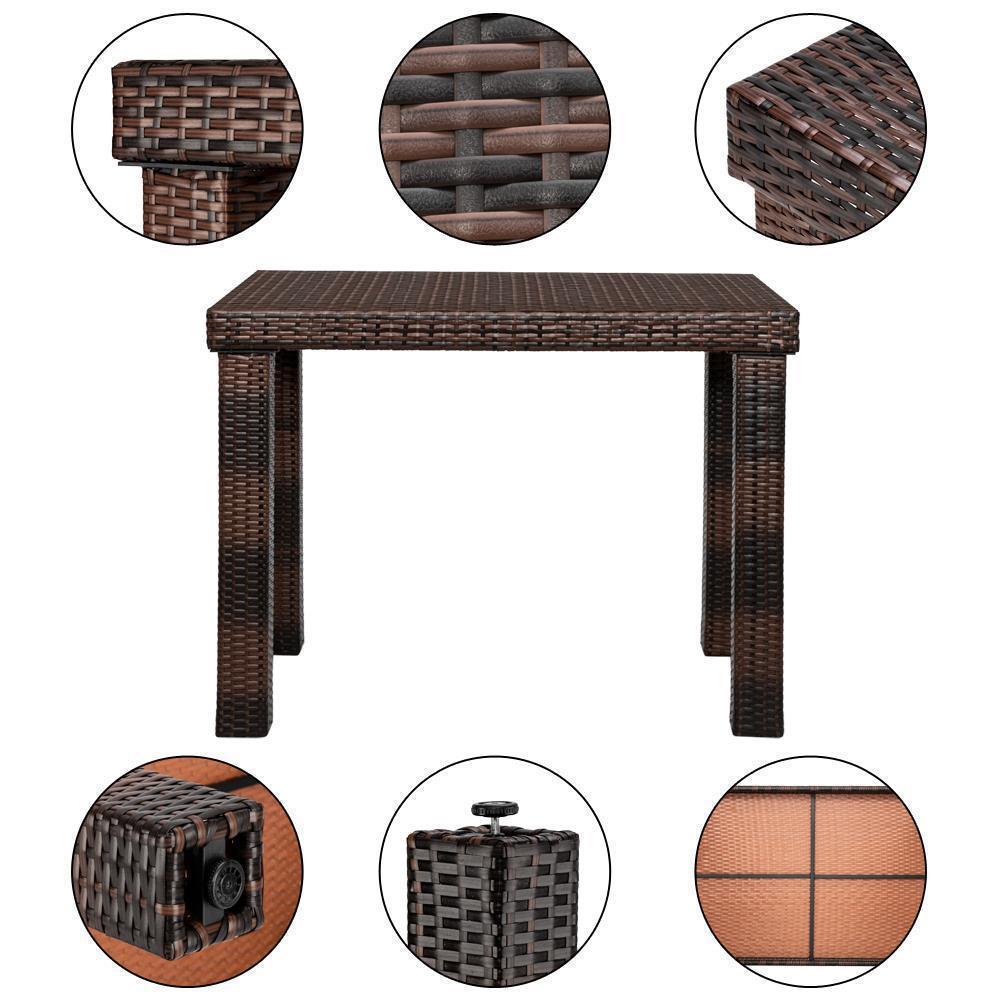 Set of 5 Rattan Patio Furniture Wicker Bar Table & Stools Dining Sets Breakfast - Picture 13 of 14