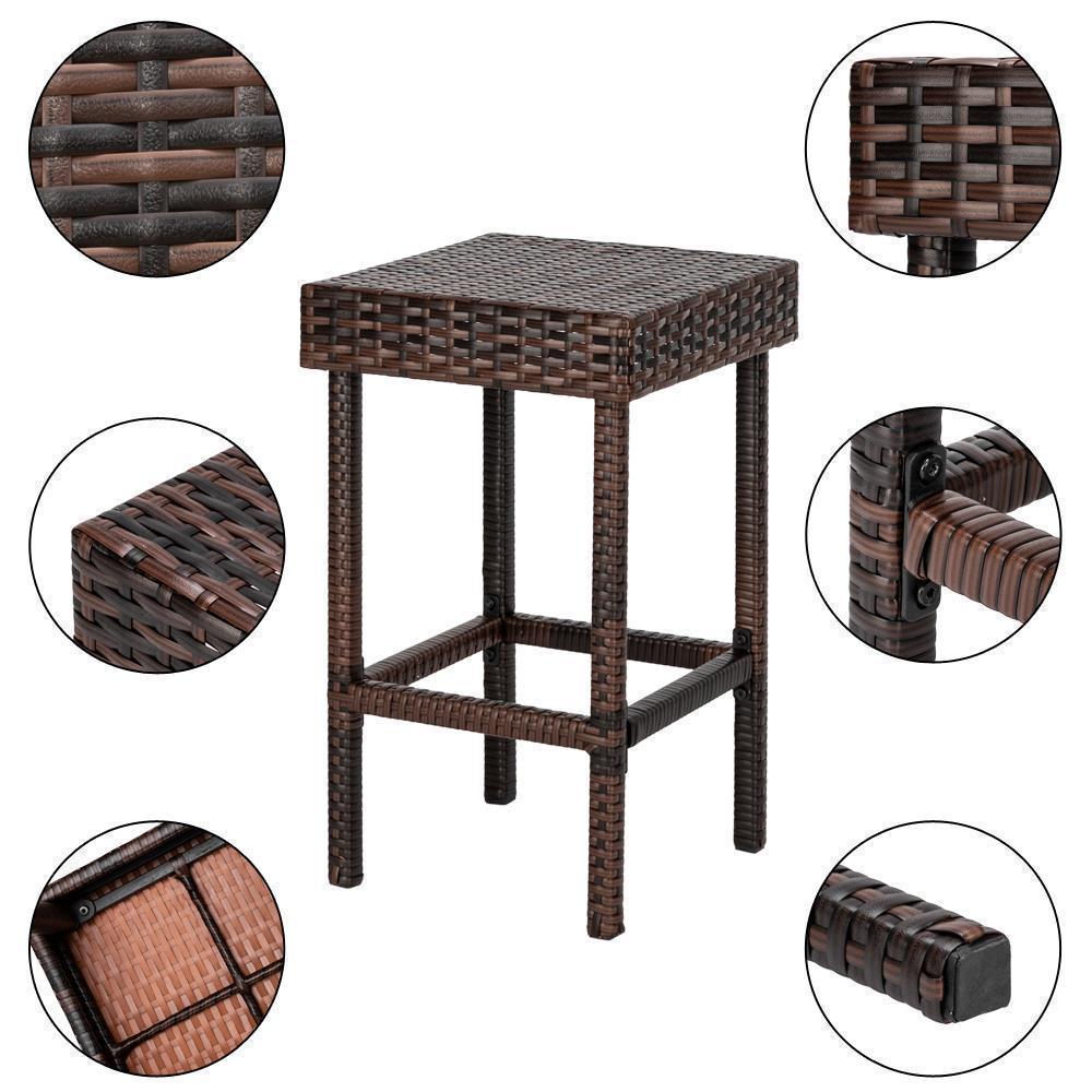 Set of 5 Rattan Patio Furniture Wicker Bar Table & Stools Dining Sets Breakfast - Picture 12 of 14