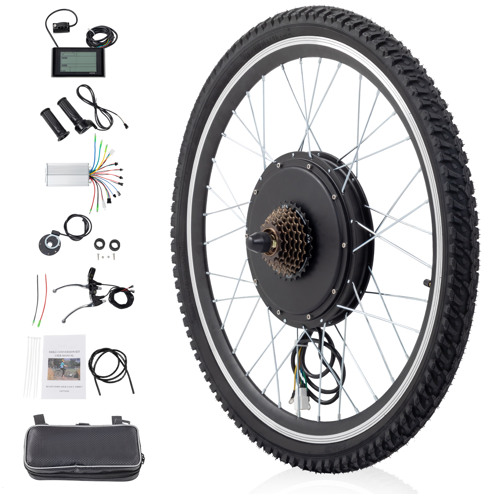 1000W 48V Front Rear Wheel with Tire Electric Bicycle E-Bike Conversion Kit - Picture 16 of 21