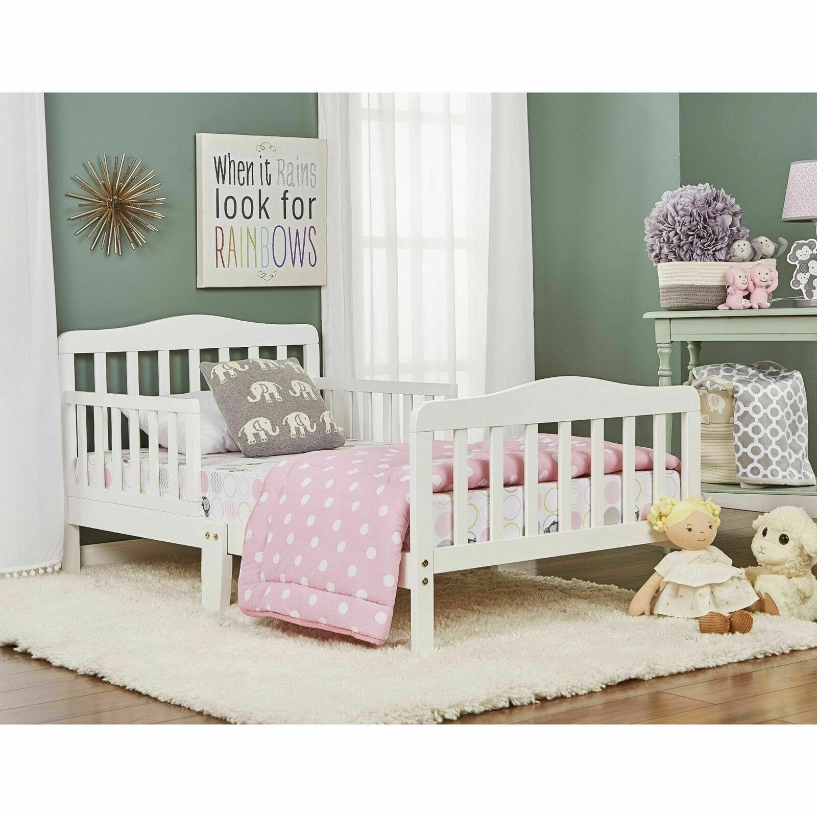 Toddler Bed for Kids Toddler Size Bed Wood W/ Safety Guardra