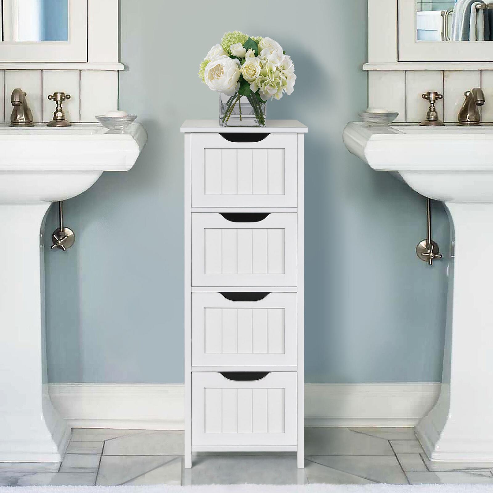 Bathroom Floor Cabinet Storage Organizer Free Standing Cabinet White - Picture 10 of 10