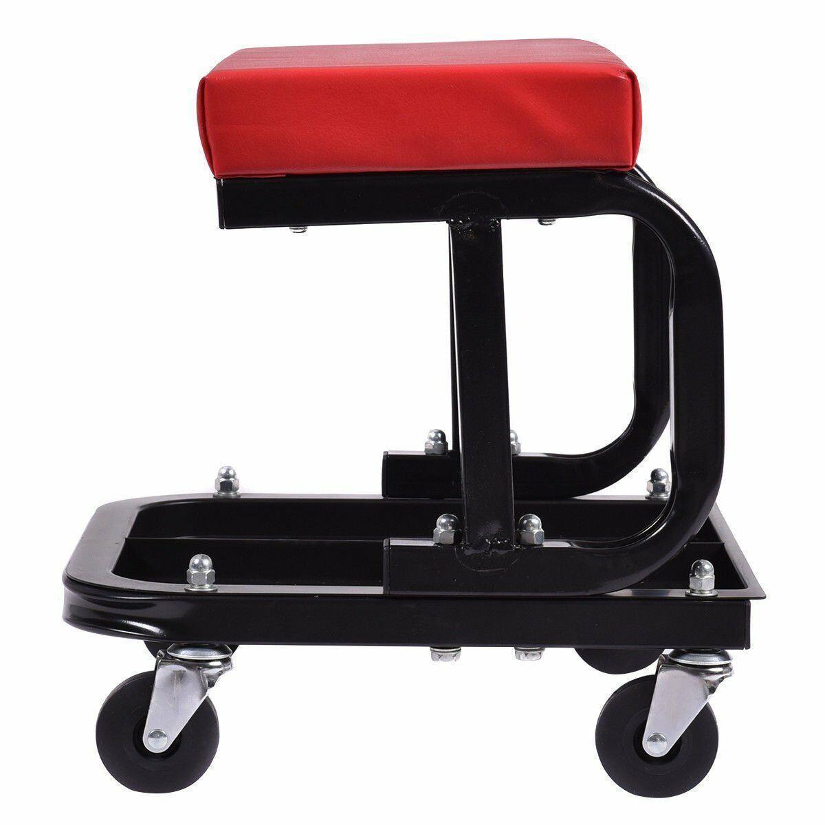 Mechanic Creeper Seat Rolling Work Stool Auto Repair Adjustable Garage Tool