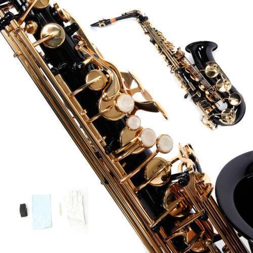 Golden Black Alto Eb Saxophone Sax Gold w/ Case Mouthpiece & Accessories 3 Style