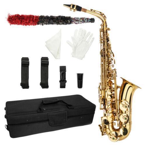 Golden Black Alto Eb Saxophone Sax Gold w/ Case Mouthpiece & Accessories 3 Style