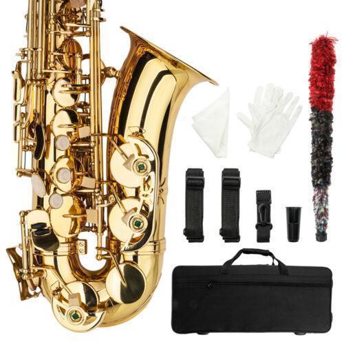 Golden Black Alto Eb Saxophone Sax Gold w/ Case Mouthpiece & Accessories 3 Style