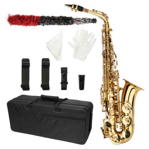 Golden Black Alto Eb Saxophone Sax Gold w/ Case Mouthpiece & Accessories 3 Style