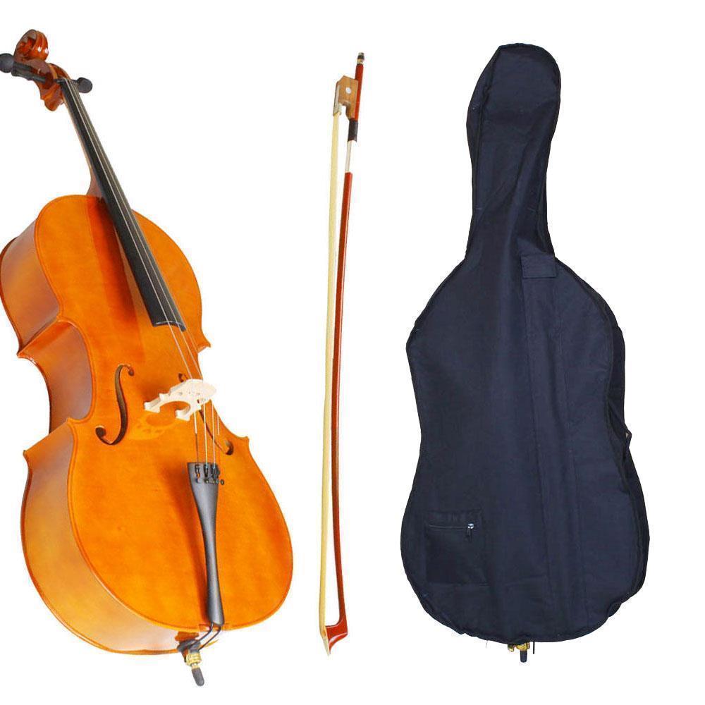 Cello 1/2 3/4 4/4 Bass Wood for School Band Matte +Case+Bag+Bow+Rosin+Bridge