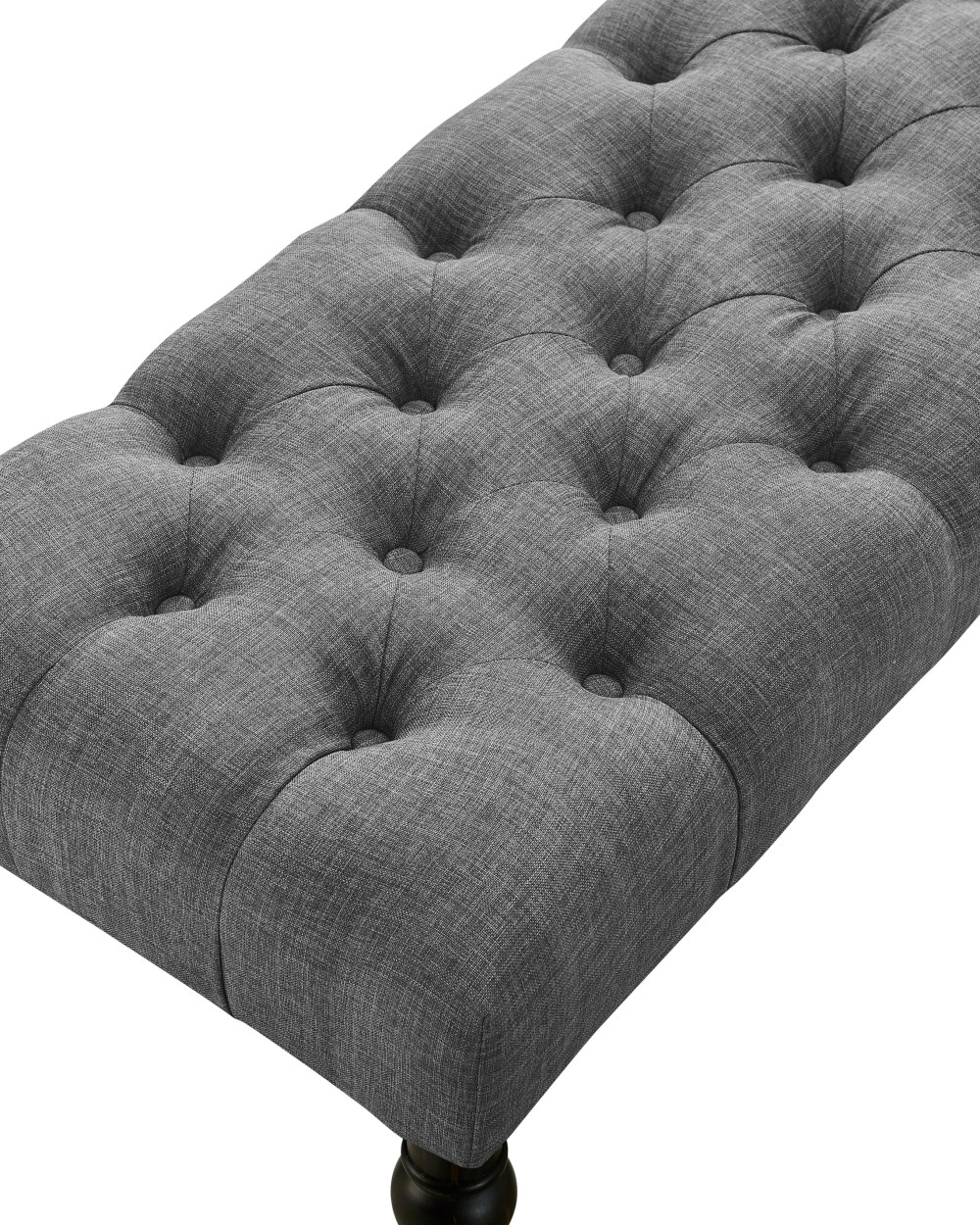 Solid Wood Frame Fabric Button Tufted Seat Dining Bench with Turned Legs
