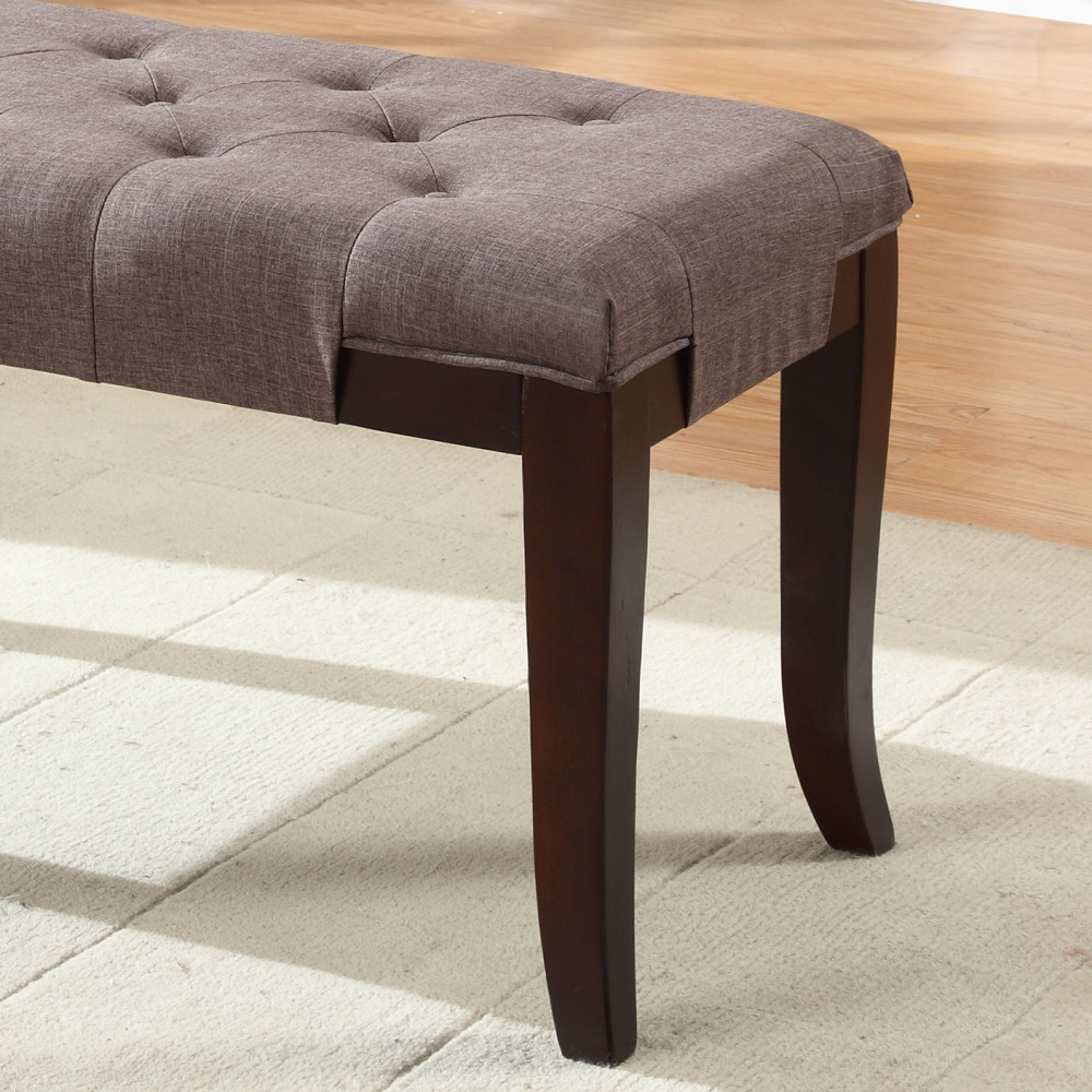 Fabric Tufted Ottoman Bench with Solid Hardwoods Tapered and Flared Legs