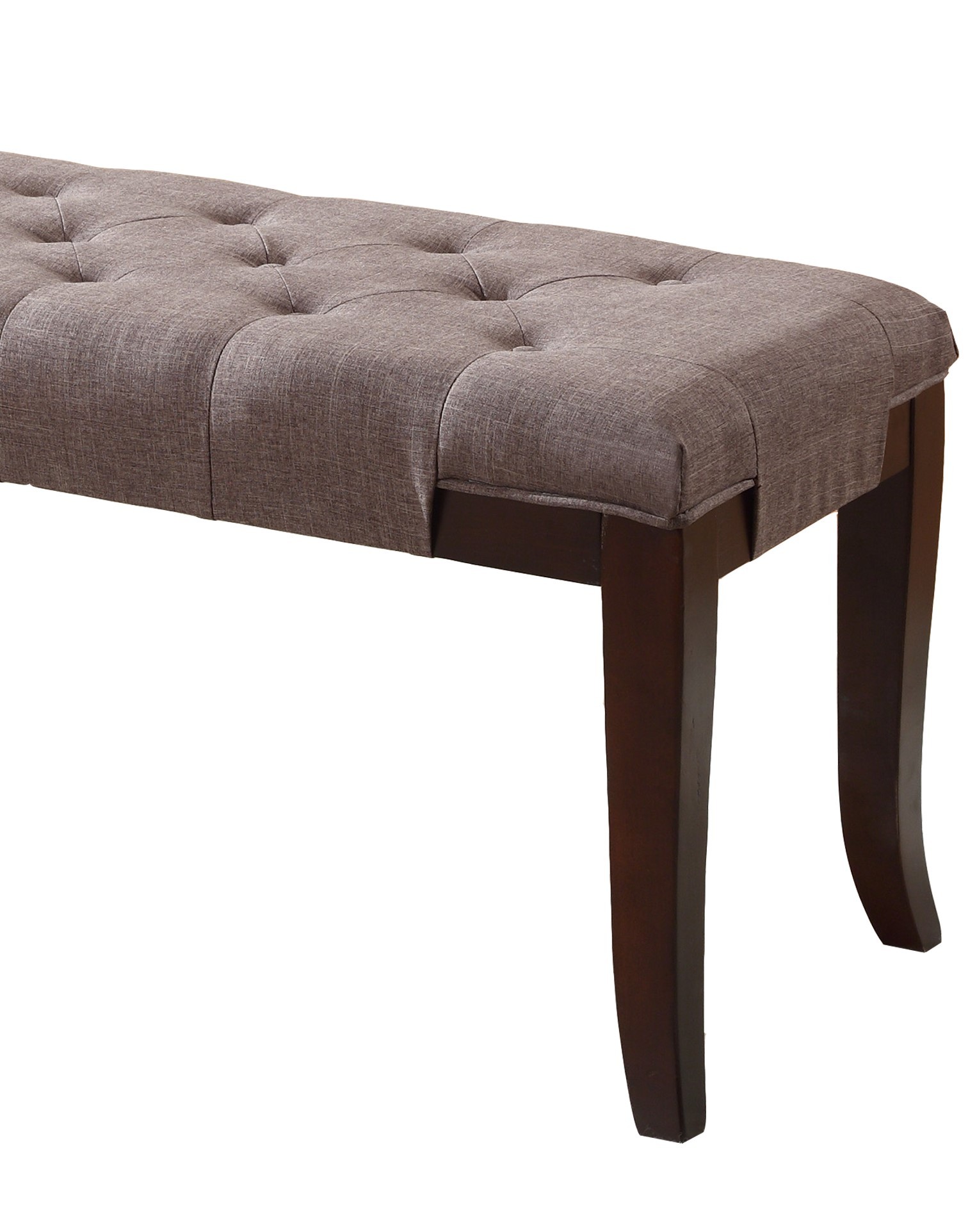 Fabric Tufted Ottoman Bench with Solid Hardwoods Tapered and Flared Legs